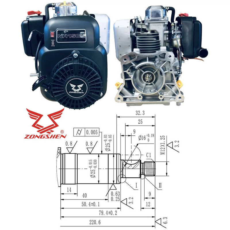 MOTOR ZONGSHEN NH150H 149cc 4,0 VíZSZINTES TENGELY