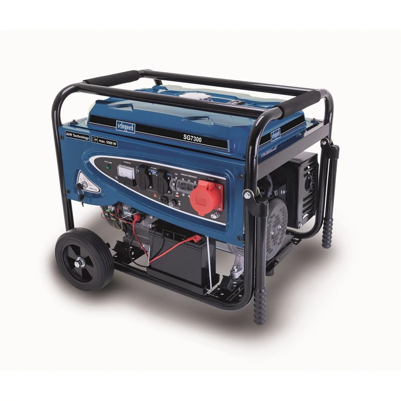 Scheppach SG 7300 vázszerkezetes áramfejlesztő, 5500 W, AVR szabályozással és elektromos indítással